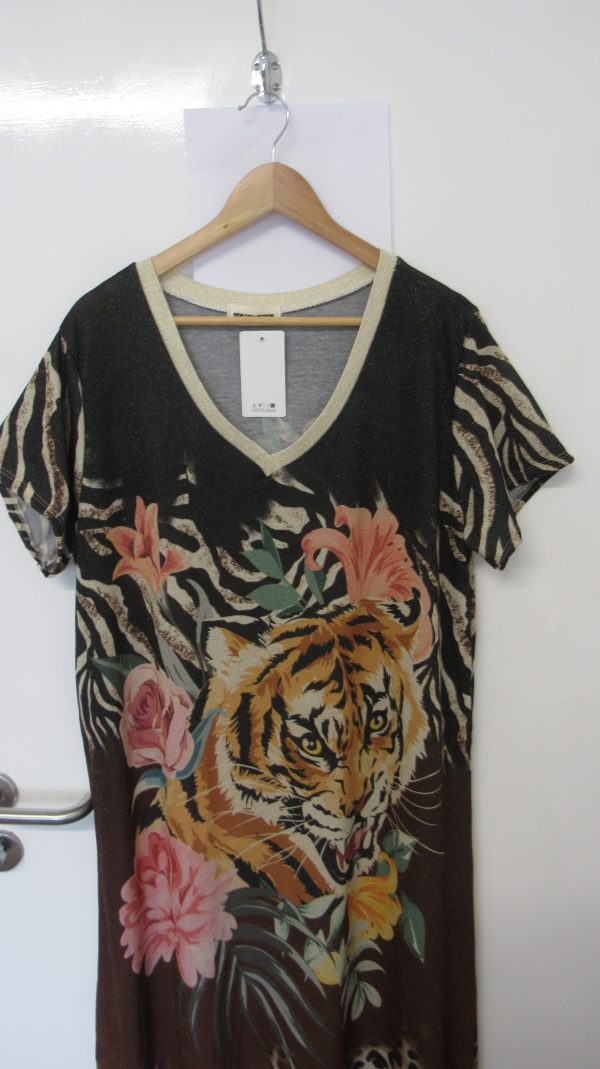 New Ladies Brown Black Tiger Dress One Size fits sizes 14 16 18 20 - Image 3
