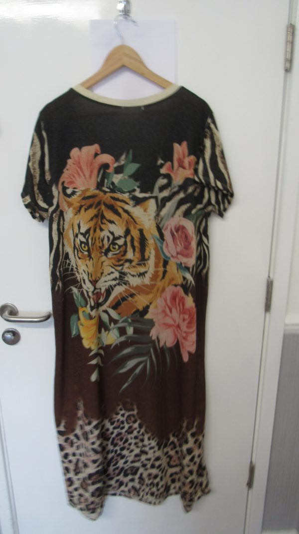 New Ladies Brown Black Tiger Dress One Size fits sizes 14 16 18 20 - Image 5