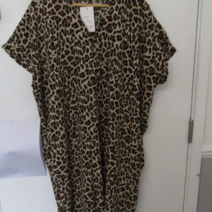 New Ladies V Neck Lighter Brown Animal Print Dress One Size Fits sizes 18 20 22
