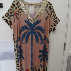 New Ladies Palm Tree Dress One Size fits sizes 16 18 20 22