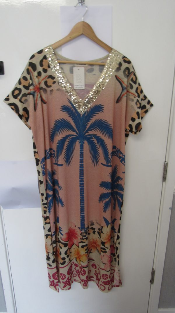New Ladies Palm Tree Dress One Size fits sizes 16 18 20 22 - Image 2