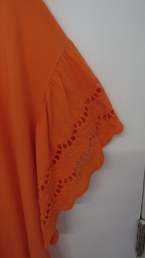 New Ladies Orange Plus Size V Neck T-shirt One Size fits sizes 18 20 22 24 - Image 3