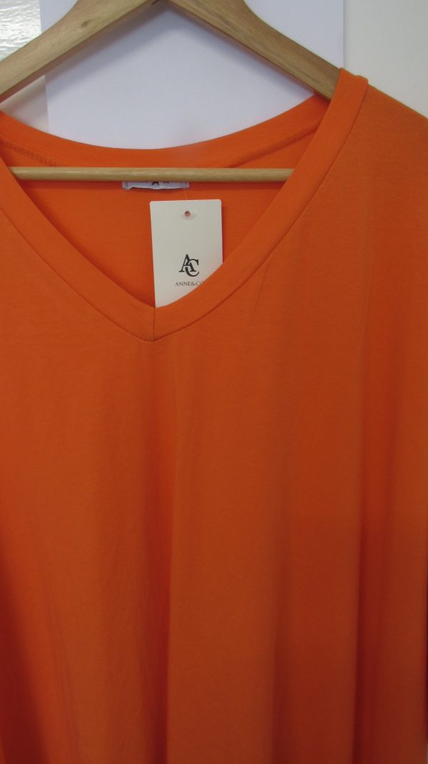 New Ladies Orange Plus Size V Neck T-shirt One Size fits sizes 18 20 22 24 - Image 4