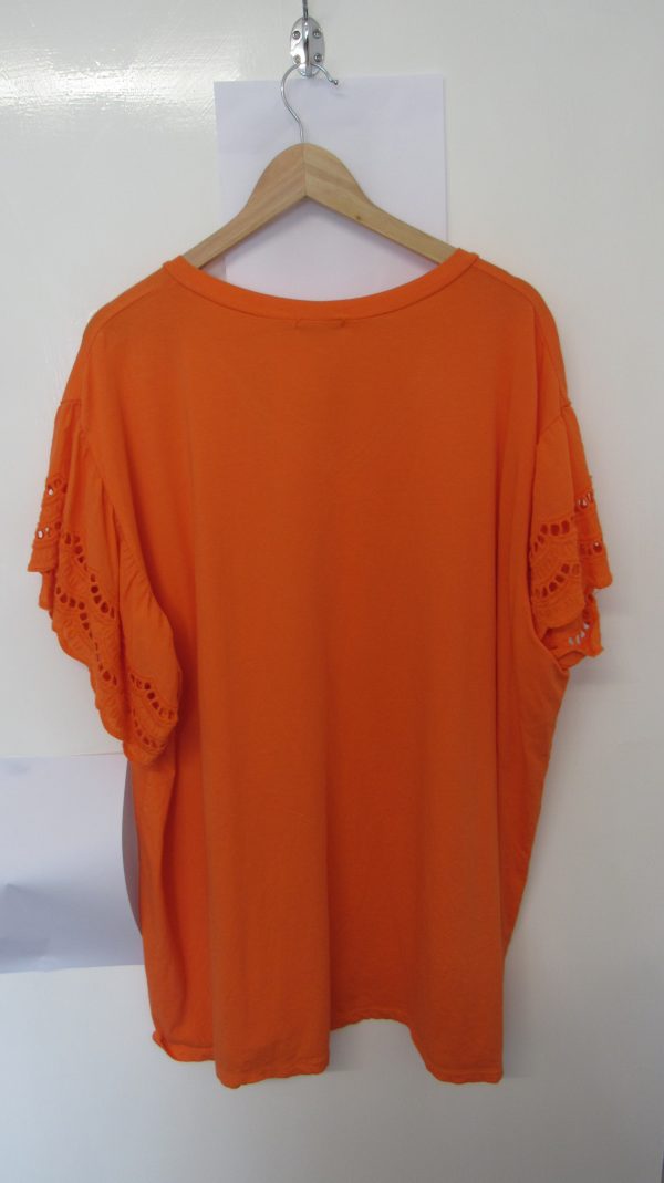 New Ladies Orange Plus Size V Neck T-shirt One Size fits sizes 18 20 22 24 - Image 6