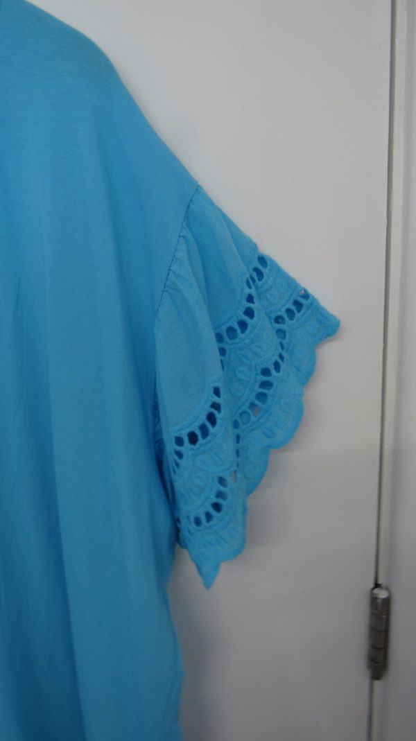 New Ladies Turquoise Blue Plus Size V Neck T-shirt One Size fits sizes 18 20 22 24 - Image 3