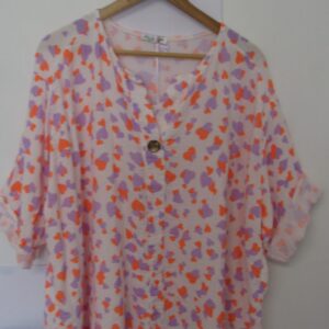 New Ladies Lilac Orange Heart Tunic Top One Size fits sizes 18 20 22