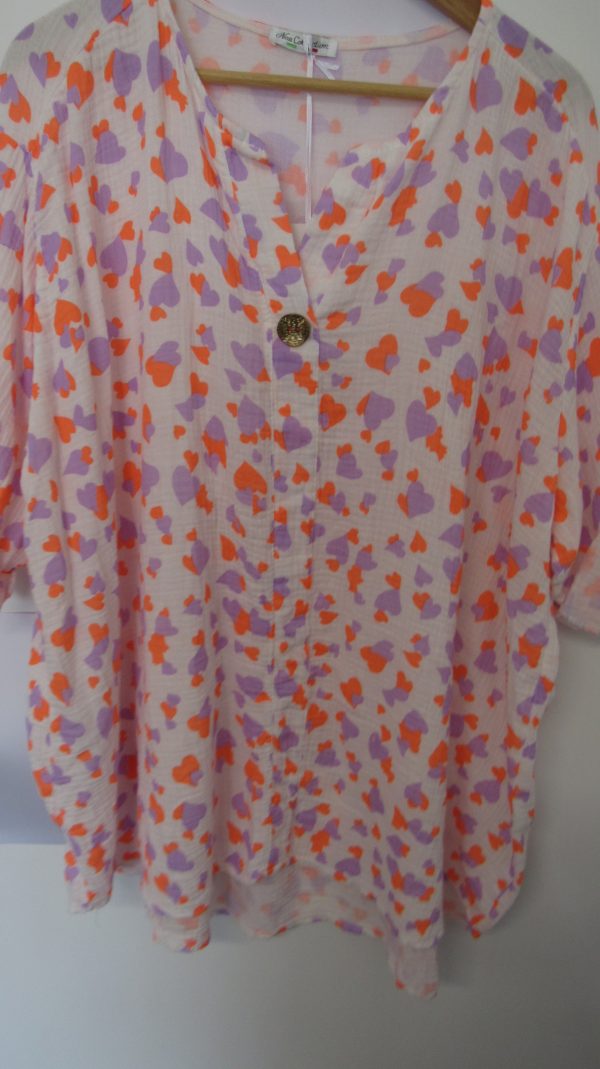 New Ladies Lilac Orange Heart Tunic Top One Size fits sizes 18 20 22 - Image 5