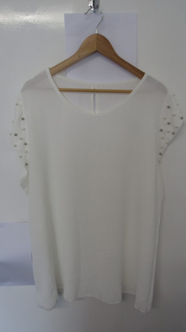 New Ladies White Pearls on the sleeves Tunic Top One Size fits sizes 16 18 20 22 - Image 2