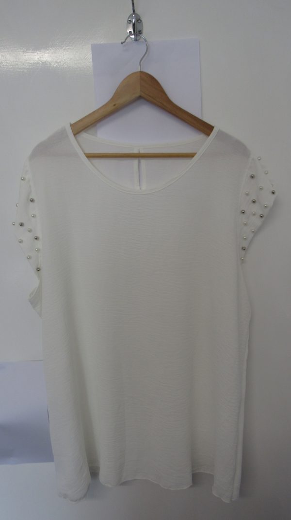 New Ladies White Pearls on the sleeves Tunic Top One Size fits sizes 16 18 20 22 - Image 4