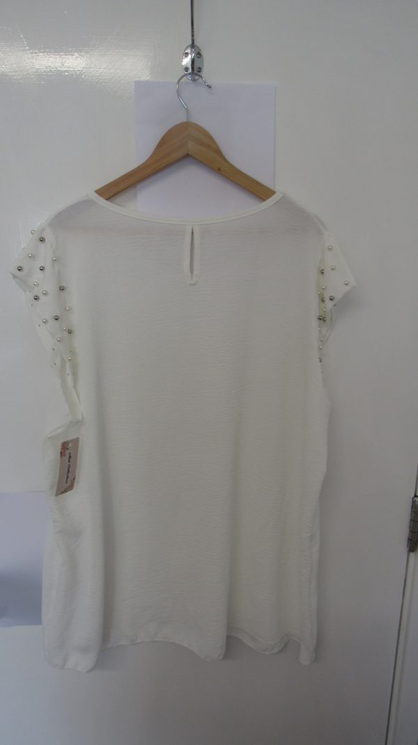 New Ladies White Pearls on the sleeves Tunic Top One Size fits sizes 16 18 20 22 - Image 5