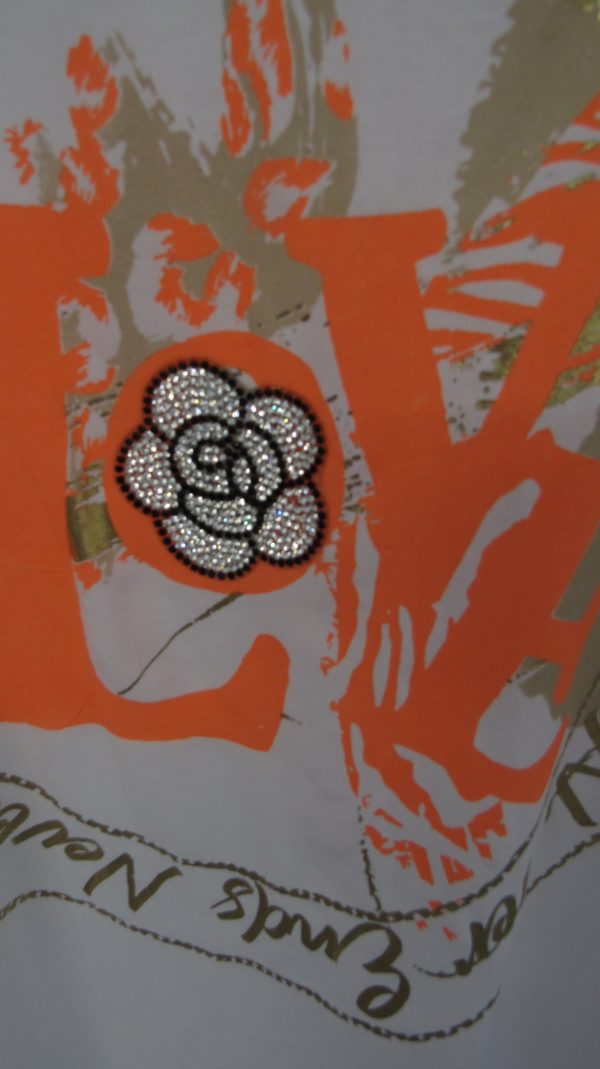 New Ladies White with Orange Love Tunic Top One Size fits sizes 18 20 22 24 NON RETURNABLE - Image 4
