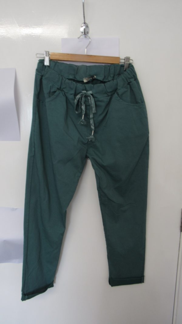 NEW Ladies Sage Stretchy Crinkle Magic Trousers One Size Fits 10 12 14 16 18 Size 1