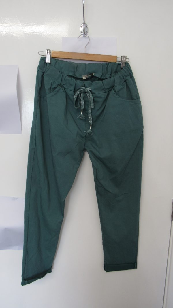 NEW Ladies Sage Stretchy Crinkle Magic Trousers One Size Fits 10 12 14 16 18 Size 1 - Image 2