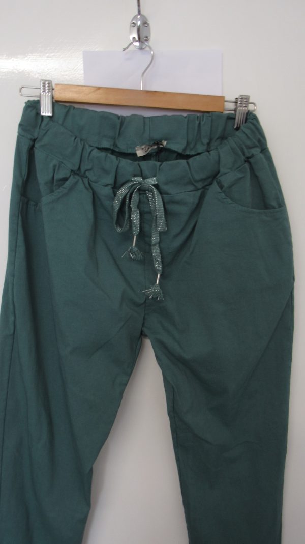 NEW Ladies Sage Stretchy Crinkle Magic Trousers One Size Fits 10 12 14 16 18 Size 1 - Image 3
