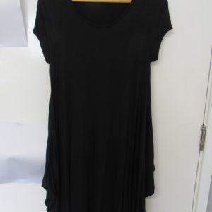 Italian Black Plain Cap Sleeve Jersey Dress One size fits sizes 12 14 16 18 20