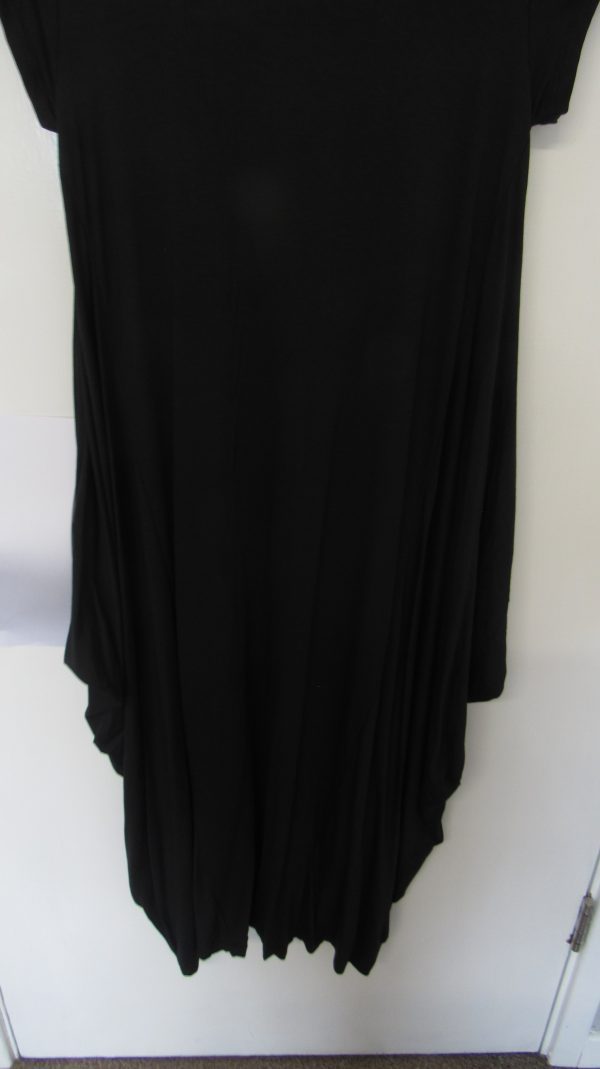 Italian Black Plain Cap Sleeve Jersey Dress One size fits sizes 12 14 16 18 20 - Image 4