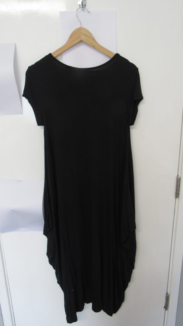 Italian Black Plain Cap Sleeve Jersey Dress One size fits sizes 12 14 16 18 20 - Image 6