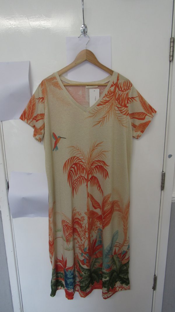 New Ladies Beige Palm Tree Dress One Size fits sizes 14 16 18 20 NON RETURNABLE - Image 2