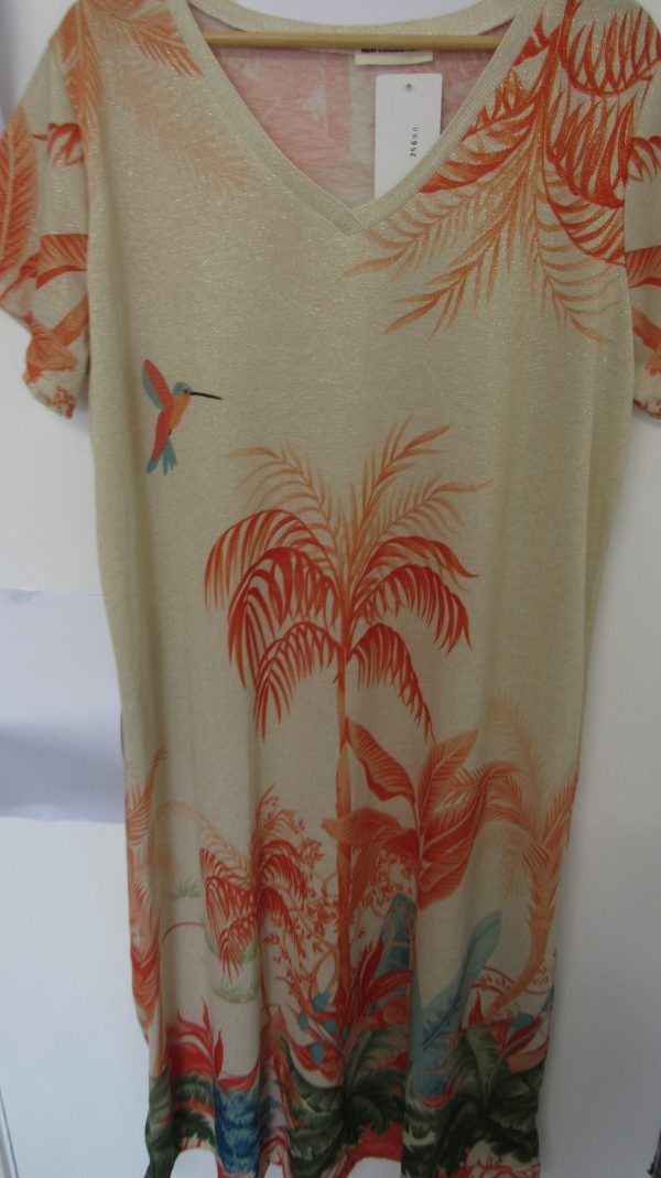 New Ladies Beige Palm Tree Dress One Size fits sizes 14 16 18 20 NON RETURNABLE - Image 5