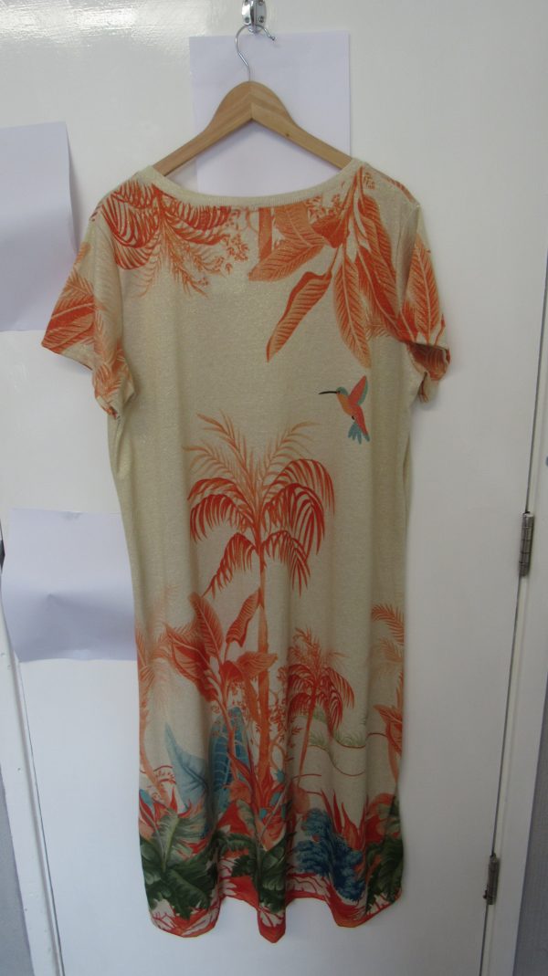 New Ladies Beige Palm Tree Dress One Size fits sizes 14 16 18 20 NON RETURNABLE - Image 6