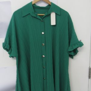 New Ladies Green Plus Size Button Down Shirt One Size fits 18 20 22 24