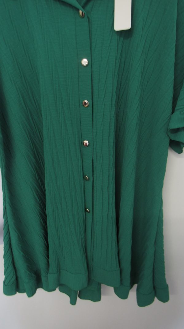 New Ladies Green Plus Size Button Down Shirt One Size fits 18 20 22 24 - Image 4