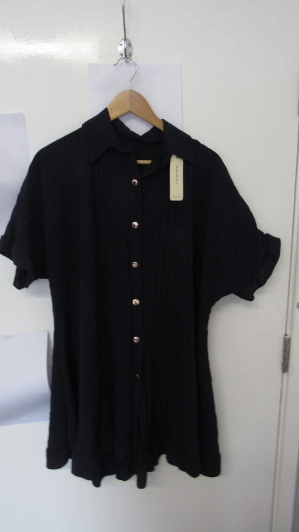 New Ladies Navy Blue Plus Size Button Down Shirt One Size fits 18 20 22 24