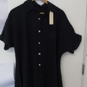 New Ladies Navy Blue Plus Size Button Down Shirt One Size fits 18 20 22 24