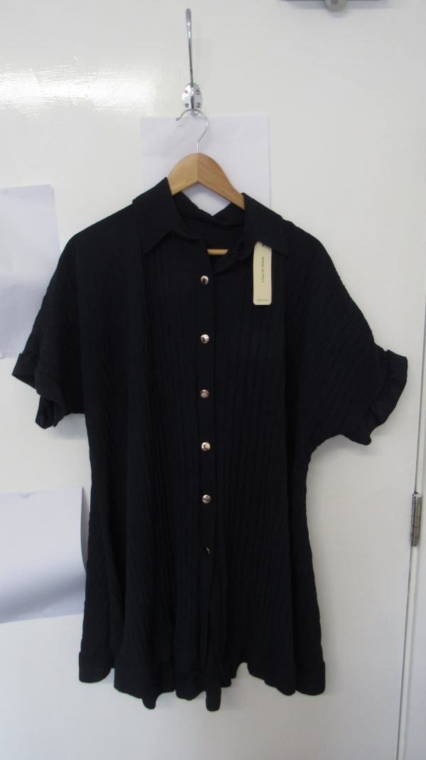 New Ladies Navy Blue Plus Size Button Down Shirt One Size fits 18 20 22 24 - Image 2