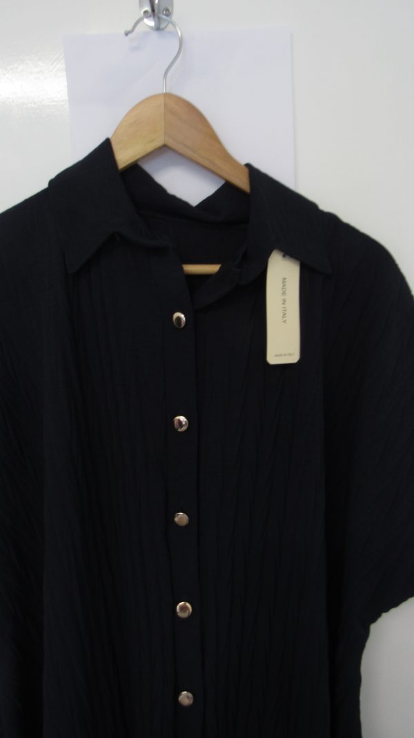 New Ladies Navy Blue Plus Size Button Down Shirt One Size fits 18 20 22 24 - Image 3