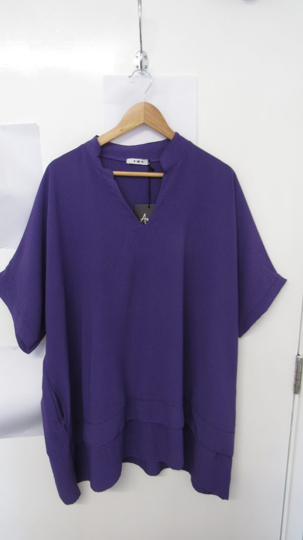 Ladies Women New Purple Plus Tunic Top One Size fits sizes 18 20 22 24