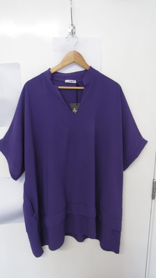 Ladies Women New Purple Plus Tunic Top One Size fits sizes 18 20 22 24 - Image 2