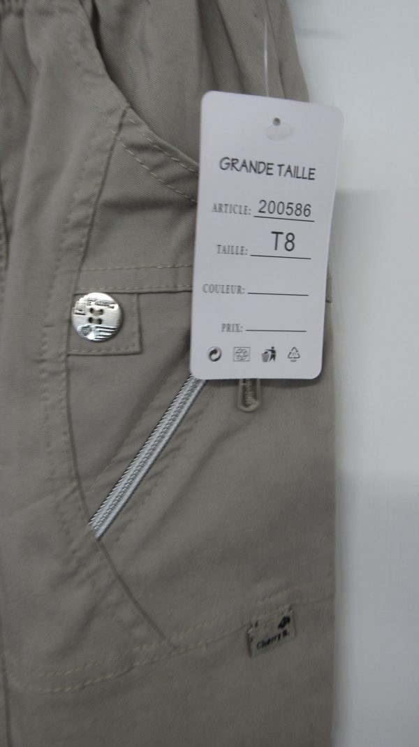 Cherry Berry Beige 3/4 length stretchy trousers Size T8 UK 22 - Image 4