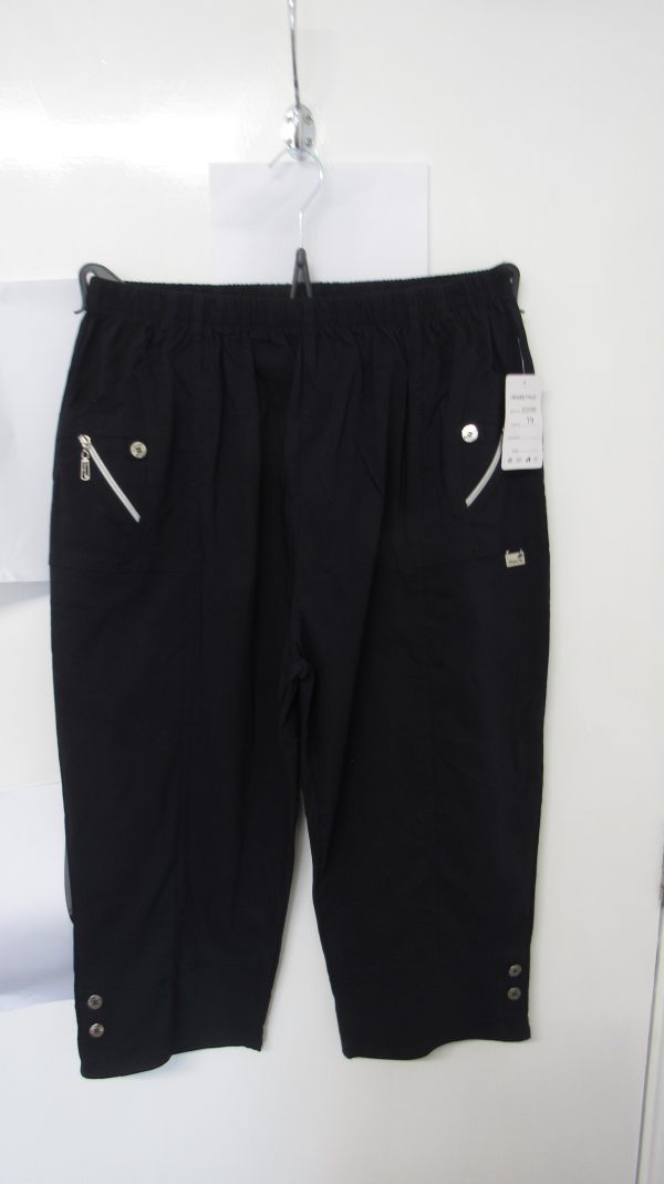 Cherry Berry Navy Blue 3/4 length stretchy trousers Size T9 UK 24