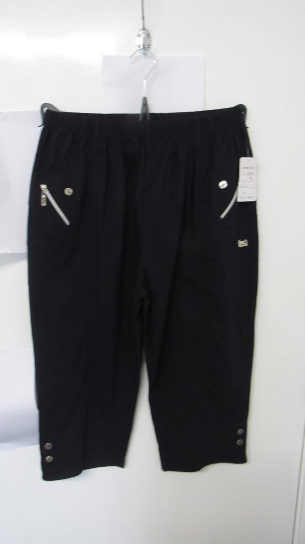 Cherry Berry Navy Blue 3/4 length stretchy trousers Size T9 UK 24 - Image 2