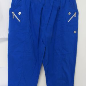 Cherry Berry Royal Blue 3/4 length stretchy trousers Size T9 UK 24