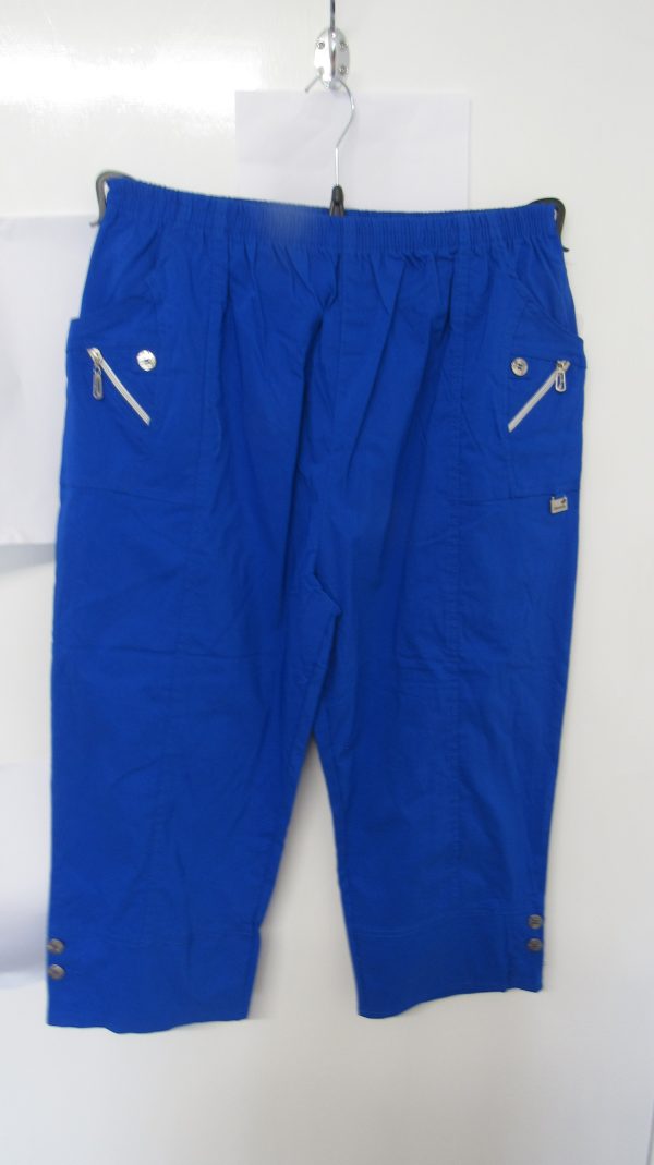 Cherry Berry Royal Blue 3/4 length stretchy trousers Size T9 UK 24 - Image 2