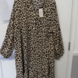 New Ladies Leopard Print Plus Size smock dress