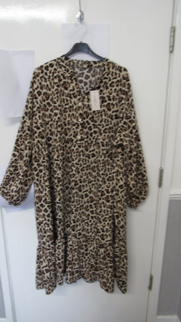 New Ladies Leopard Print Plus Size smock dress