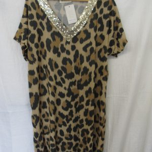 New Ladies Leopard Dress One Size fits sizes 14 16 18 20