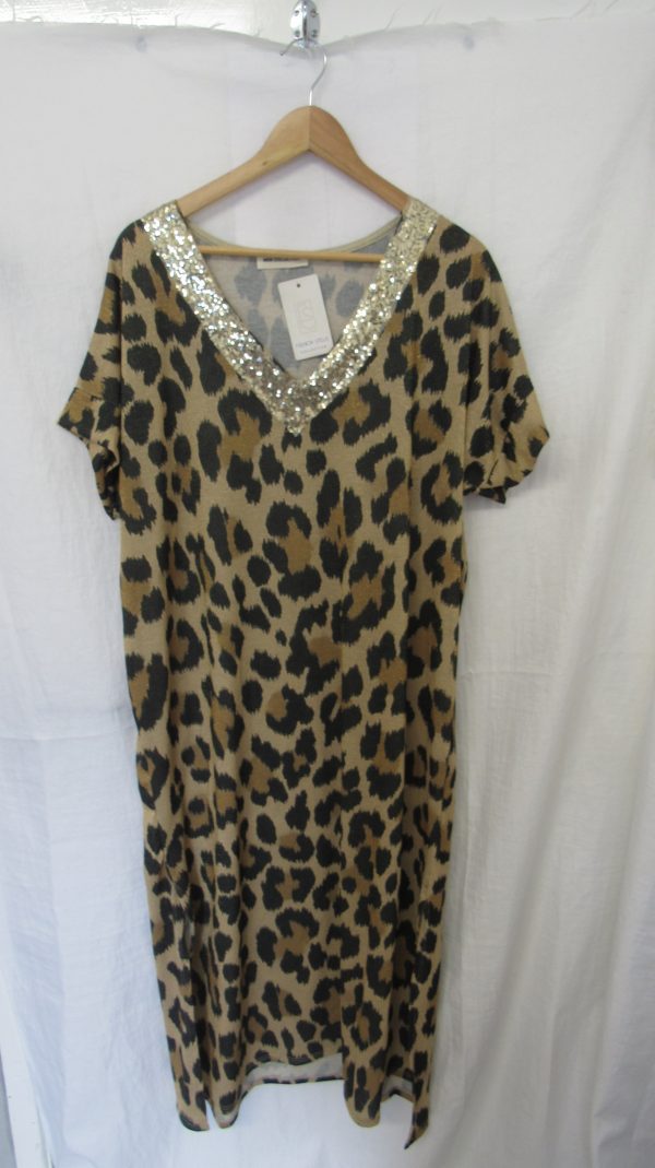 New Ladies Leopard Dress One Size fits sizes 14 16 18 20