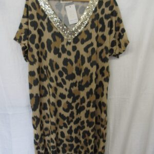 New Ladies Leopard Dress One Size fits sizes 14 16 18 20