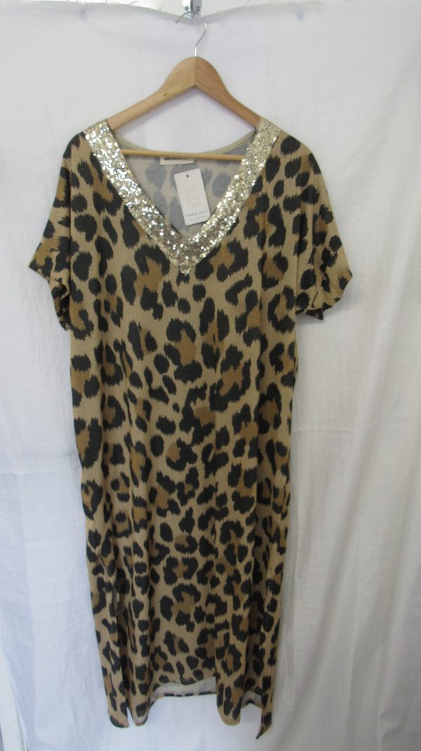 New Ladies Leopard Dress One Size fits sizes 14 16 18 20 - Image 2