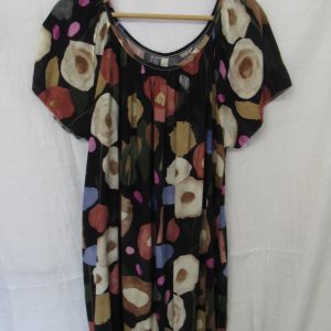 New Ladies Black with Khaki Floral Dress One Size fits sizes 18 20 22