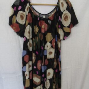 New Ladies Black with Khaki Floral Dress One Size fits sizes 18 20 22