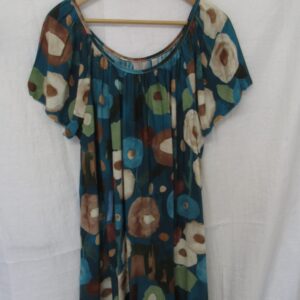 New Ladies Teal Floral Dress One Size fits sizes 18 20 22 NON RETURNABLE