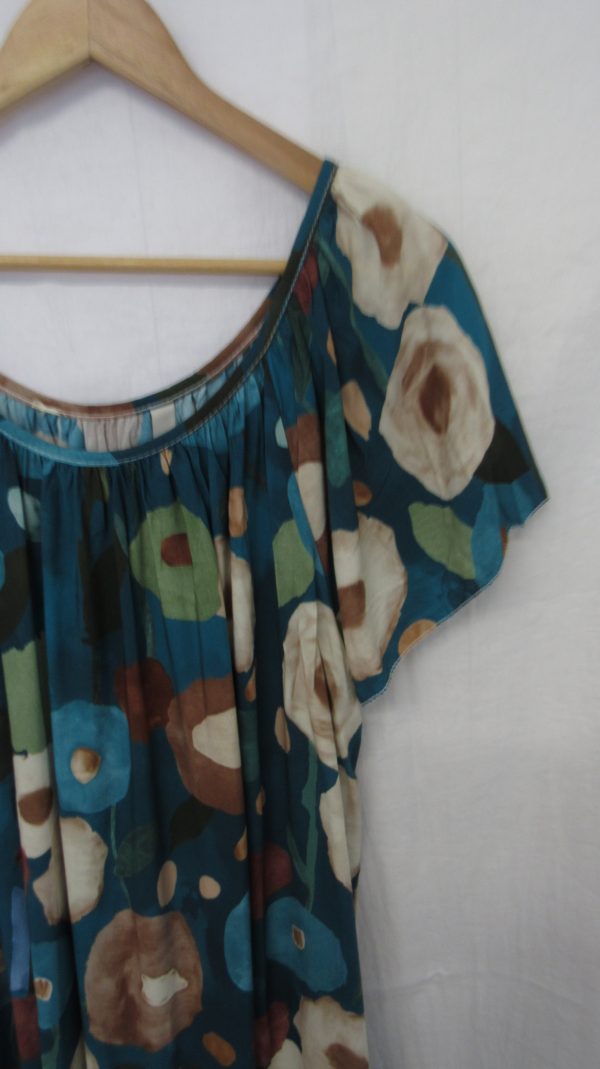 New Ladies Teal Floral Dress One Size fits sizes 18 20 22 NON RETURNABLE - Image 3