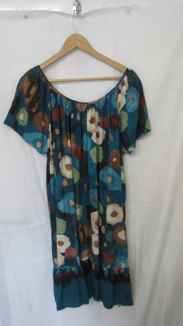 New Ladies Teal Floral Dress One Size fits sizes 18 20 22 NON RETURNABLE - Image 6