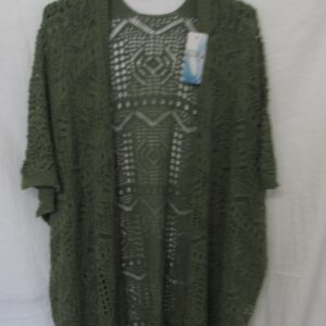 New Ladies Khaki Lacy Open Cardigan One Size fits sizes 18 20 22