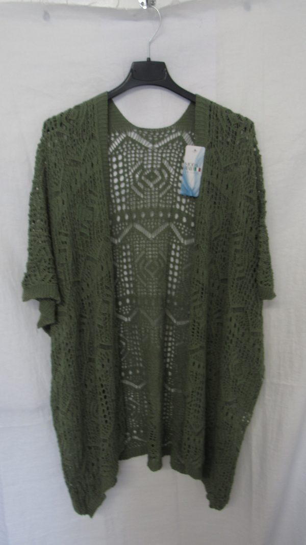 New Ladies Khaki Lacy Open Cardigan One Size fits sizes 18 20 22 - Image 2